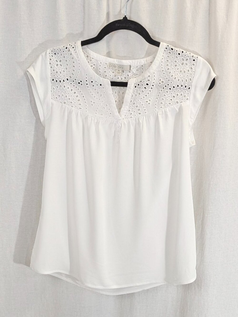 Pale Sky Petite Small White Eyelet Blouse